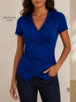 Women’s Hooded Wrap Front Slim Fit Top, Ruched Long Sleeve T-Shirt, Slight Stretch Casual Going Out Blouse for Fall Spring Streetwear