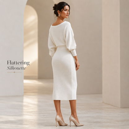 Women’s Cowl Neck Ribbed Knit Bodycon Midi Dress, Cotton Stretch Dolman Sleeve Sweater Dress for Work, Date Night & Fall Outfits