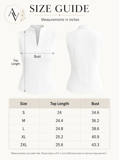 Women’s Ribbed Knit Notch Neck Sleeveless Top, Slim Fit Stretch Tank, Dressy Casual Office Blouse