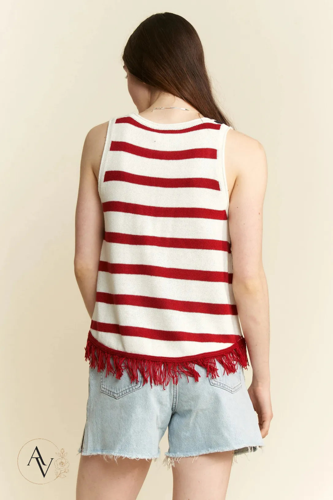 Plus Size American Flag Fringe Tank Top for Women, Patriotic Sleeveless Summer Top, 4th of July USA Stars Stripes Shirt