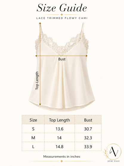 Women’s Lace Trim Flowy Cami Top, Sleeveless Summer Tank, Dressy Casual Going Out Blouse, Lightweight Layering Top