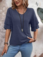 Women's V Neck Ruffle Sleeve Top, Loose Fit Half Sleeve Blouse, Soft Casual T-Shirt for Summer Daily Wear