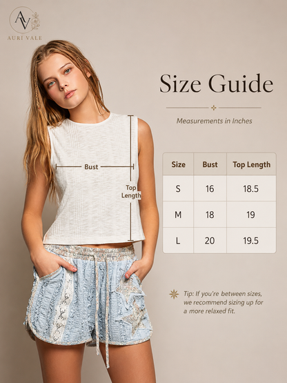 Women’s Textured Knit Cropped Tank Top, Sleeveless Round Neck Slim Fit Cotton Blend Summer Layering Shirt