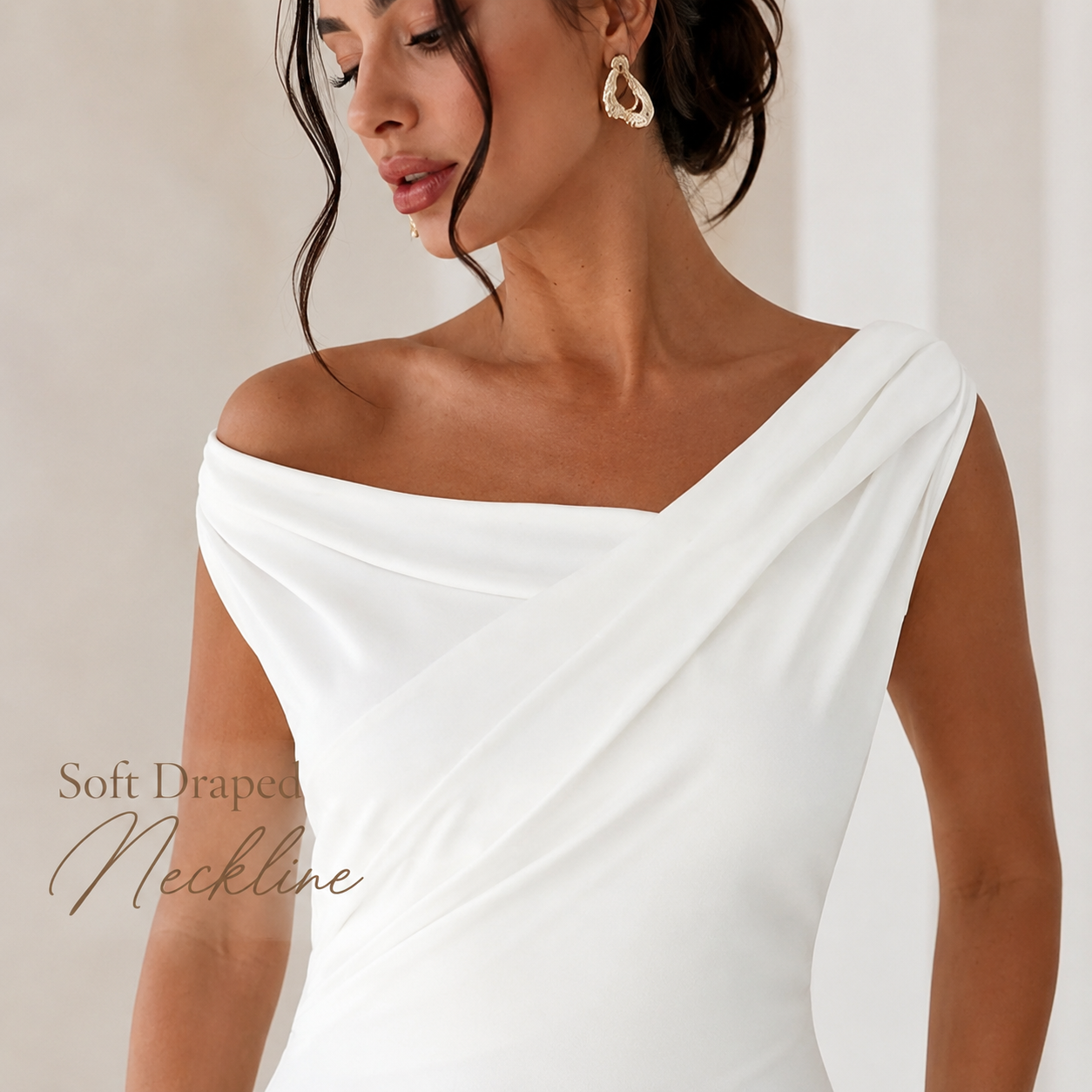 Women’s White Off Shoulder Draped Mini Dress, Elegant One Shoulder Sleeveless Party Dress for Date Night, Vacation, Bridal Shower & Summer Outfits