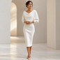 Women’s Cowl Neck Ribbed Knit Bodycon Midi Dress, Cotton Stretch Dolman Sleeve Sweater Dress for Work, Date Night & Fall Outfits