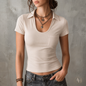 Women’s Casual Short Sleeve Slim Fit Pocket T-Shirt, Slight Stretch Everyday Basic Tee, Soft Lightweight Summer Top