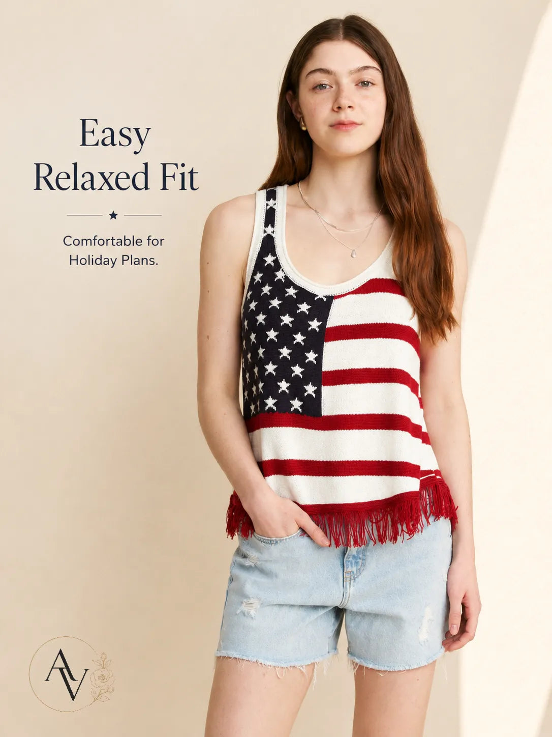 Plus Size American Flag Fringe Tank Top for Women, Patriotic Sleeveless Summer Top, 4th of July USA Stars Stripes Shirt