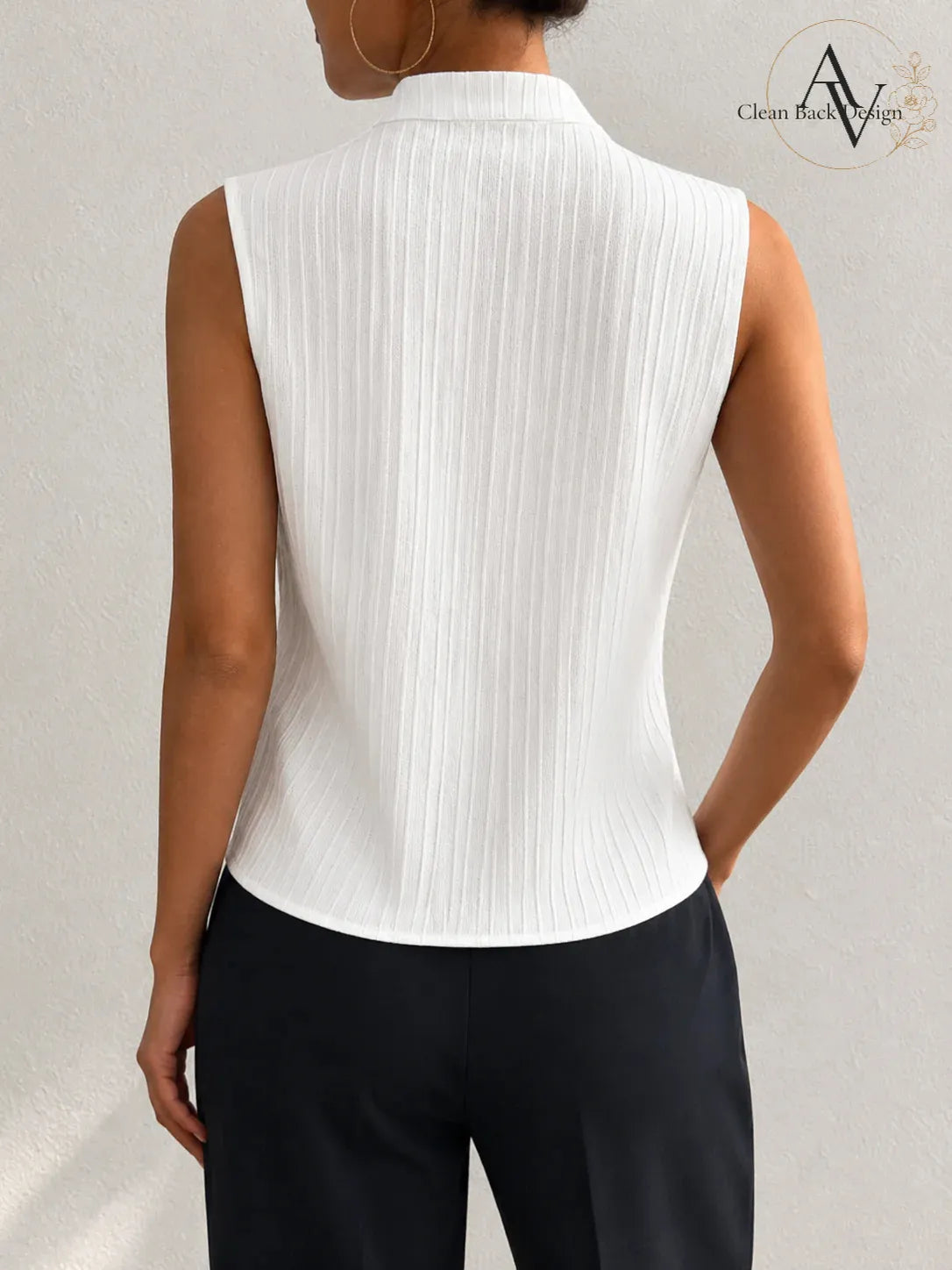 Women’s Ribbed Knit Notch Neck Sleeveless Top, Slim Fit Stretch Tank, Dressy Casual Office Blouse