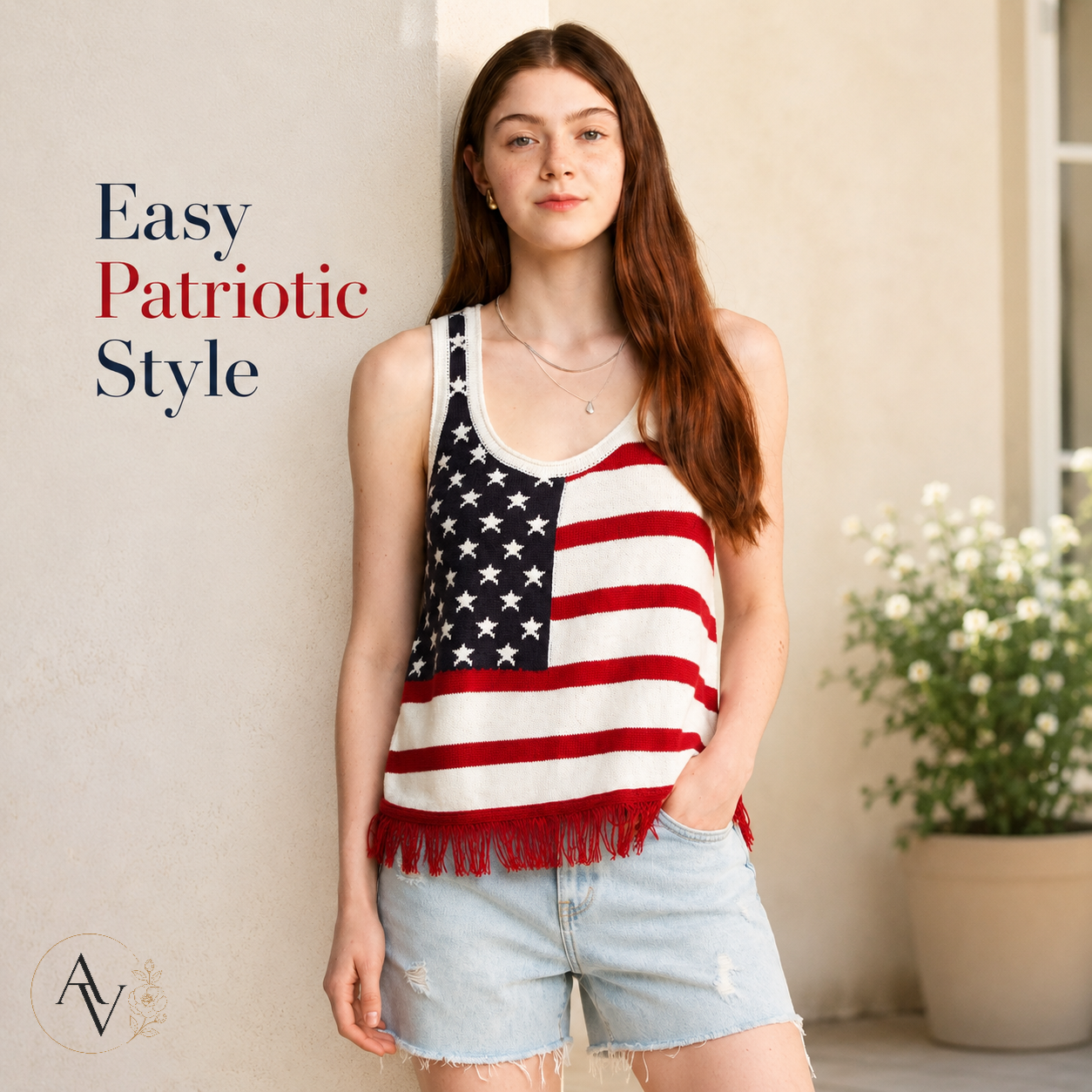 Plus Size American Flag Fringe Tank Top for Women, Patriotic Sleeveless Summer Top, 4th of July USA Stars Stripes Shirt