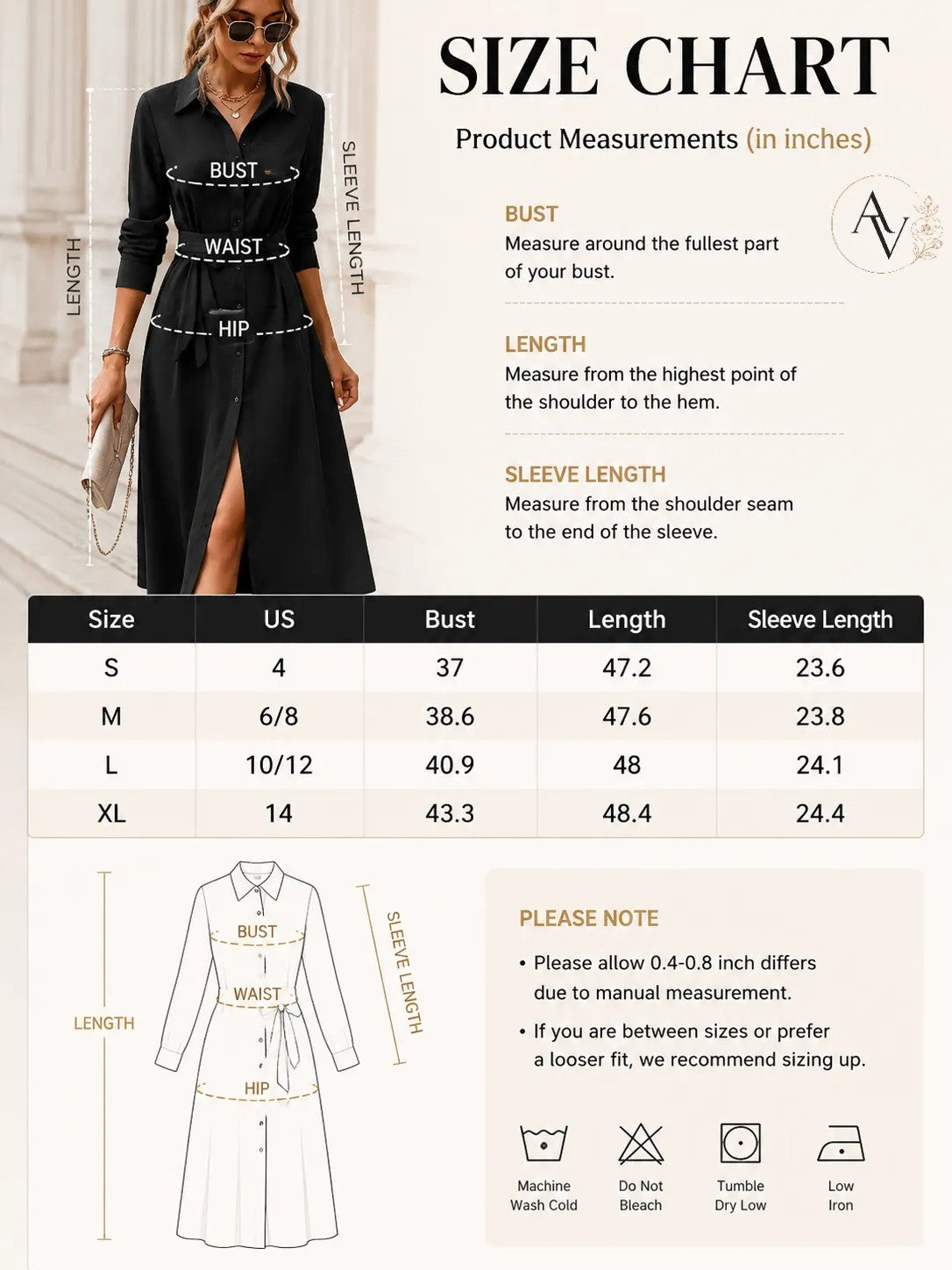 Women’s Belted Button Down Shirt Dress, Collared Long Sleeve Midi Dress, Slim Waist Work Office Casual Dress