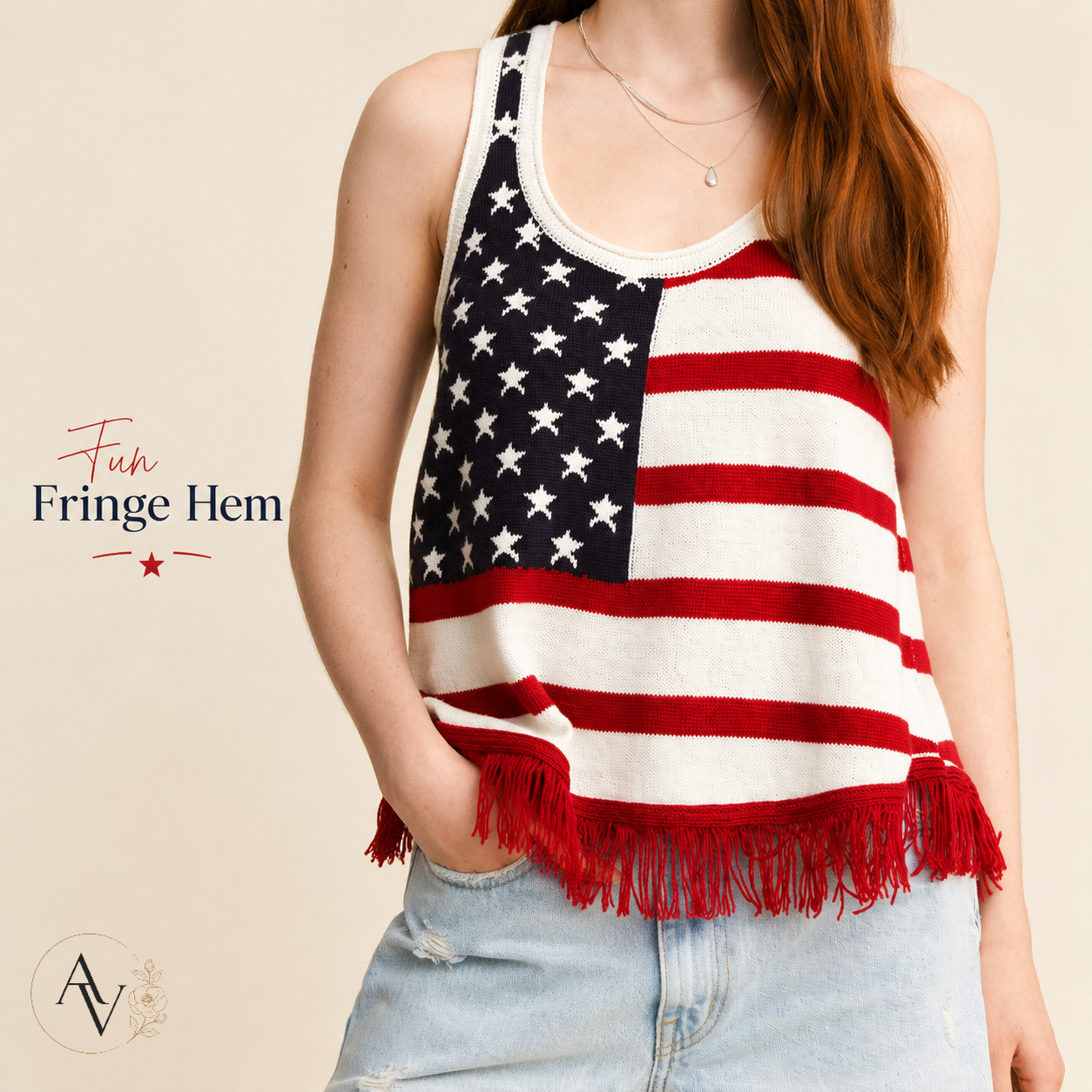 Plus Size American Flag Fringe Tank Top for Women, Patriotic Sleeveless Summer Top, 4th of July USA Stars Stripes Shirt