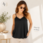 Women’s Lace Trim V-Neck Cami Top, Full Size S-3XL, Soft Stretch Rayon Blend Sleeveless Tank, Opaque Flowy Summer Layering Top