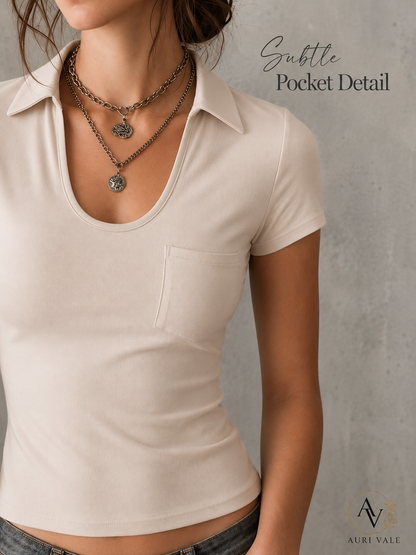Women’s Casual Short Sleeve Slim Fit Pocket T-Shirt, Slight Stretch Everyday Basic Tee, Soft Lightweight Summer Top